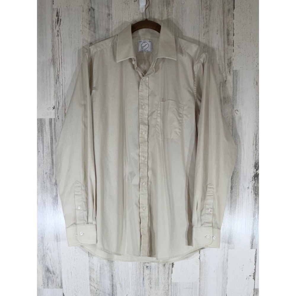 Bespoke New York Classic Fit Button Up Shirt Beige‎ 15-15.5 34-35 Cotton Blend